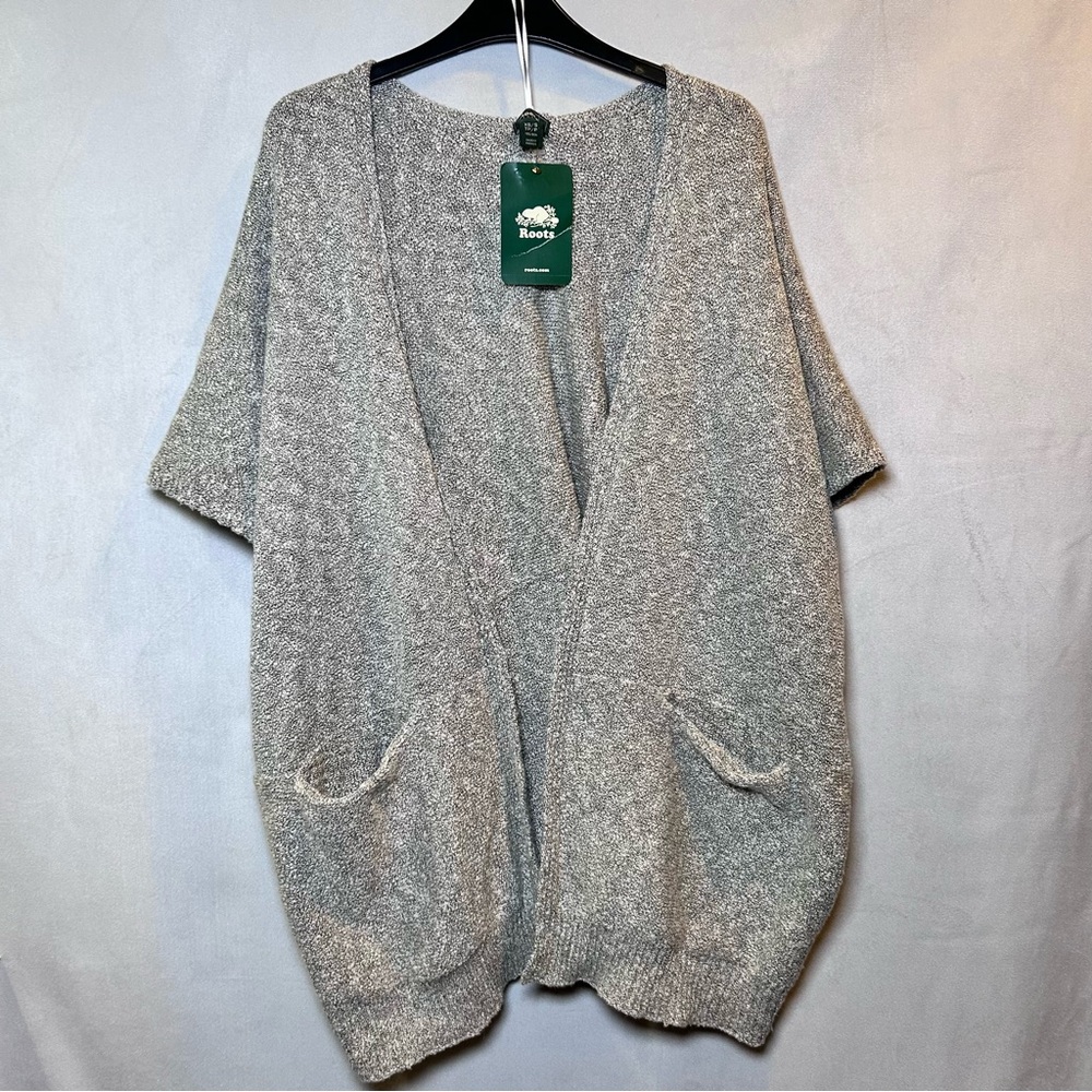 NWT Roots Snowy Fox Oversized Knit Kimono Cardigan. Grey Melange Size S - Picture 2 of 9